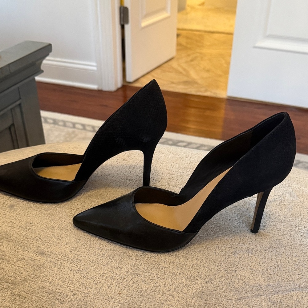 Vince Camuto Black D'Orsay Pointed Toe Stiletto Pumps